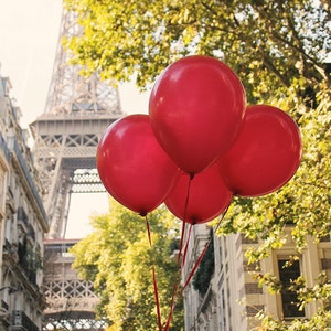 Red Balloons in Paris, Eiffel Tower, Paris Photography, Fall in Paris, French Home Decor, Red, Paris Architecture, Kids Room Art