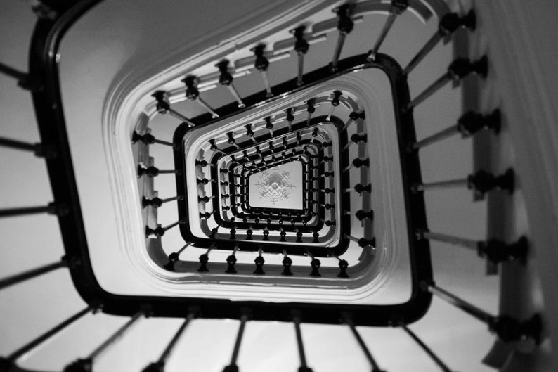 Paris Photography, Parisian Apartment Stairs, black and white photography, Paris Decor, Classic Paris, French Wall Art, French Architecture image 2