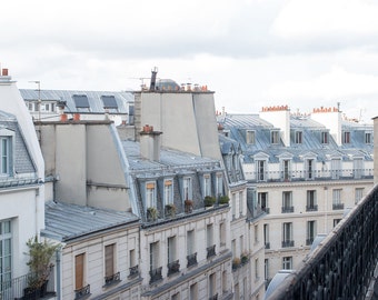 Paris Photography, Paris Balcony in the Opera, Parisian Rooftops, soft blue and grey tones, Paris, France, French Wall Decor, Opera House