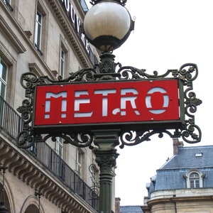 Paris Photography, Paris Metro at the Louvre, Red Paris Wall Art, Parisian Memories, Francophile Gift, Red Paris Metro Photo, Boys Room Art image 1