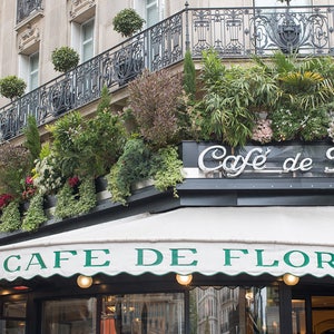 Paris Photography, Cafe de Flore on St Germain Des Pres, Classic Paris Cafe, Parisian Café, French Kitchen Art, French Gallery Wall Art