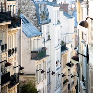 Paris Photography, Romantic Rooftops of Montmartre, soft blue and grey, Paris Print, Francophile Gift, Paris Wall Art, Paris Bedroom Art image 2