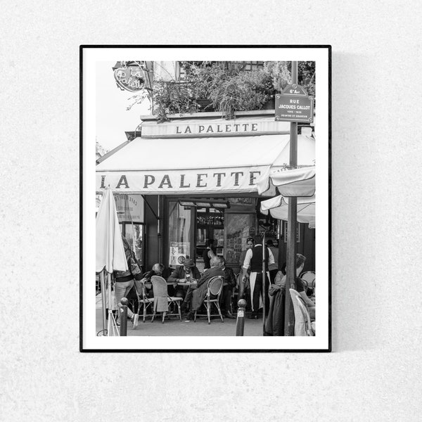 Paris Photography, La Palette Café on the Left Bank, Classic Paris Cafe, black and white photography, kitchen art, Paris Photo