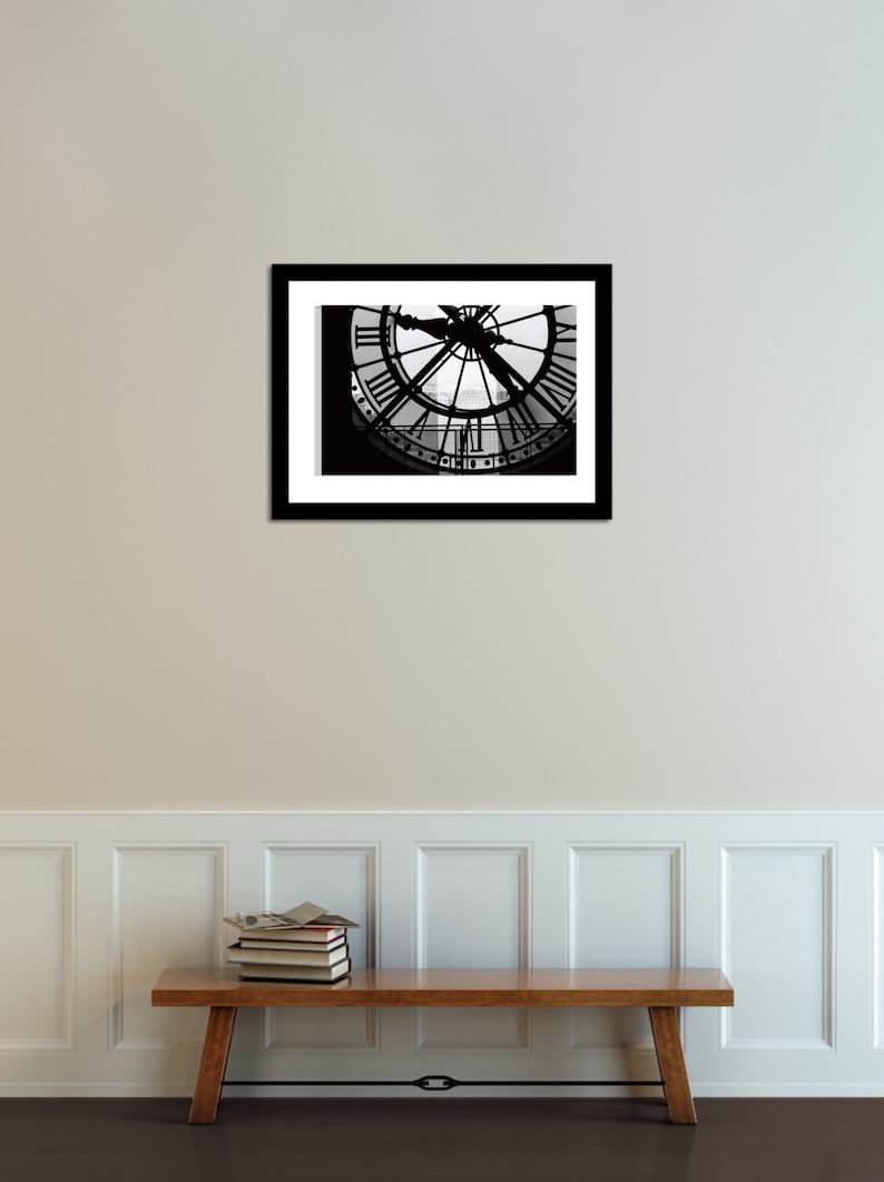 Paris Photography, A moment in Paris, black and white photography, Living Room Art, Clock at the Musee D'Orsay, black and white Paris print image 4