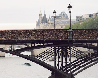 Paris Photography Print, Pont des Arts Lock Bridge, Seine River