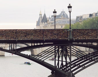 Paris Photography, Morning on the Seine Pont des Arts, Paris Lock Bridge, Spring in Paris, Home Decor, Love Lock Bridge,Everyday Parisian