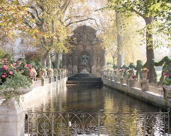 Paris Photography, Feeling Fall in Luxembourg Gardens, Fall in Paris, Medici Fountain, Luxembourg Gardens, Autumn Colors, Paris Print