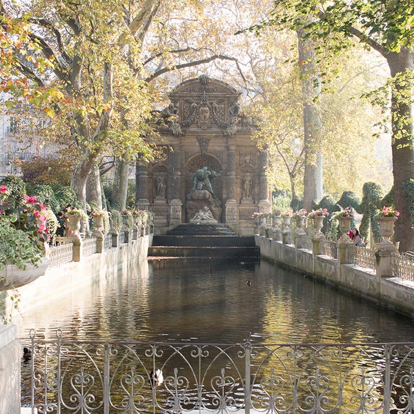 Paris Photography, Feeling Fall in Luxembourg Gardens, Fall in Paris, Medici Fountain, Luxembourg Gardens, Autumn Colors, Paris Print