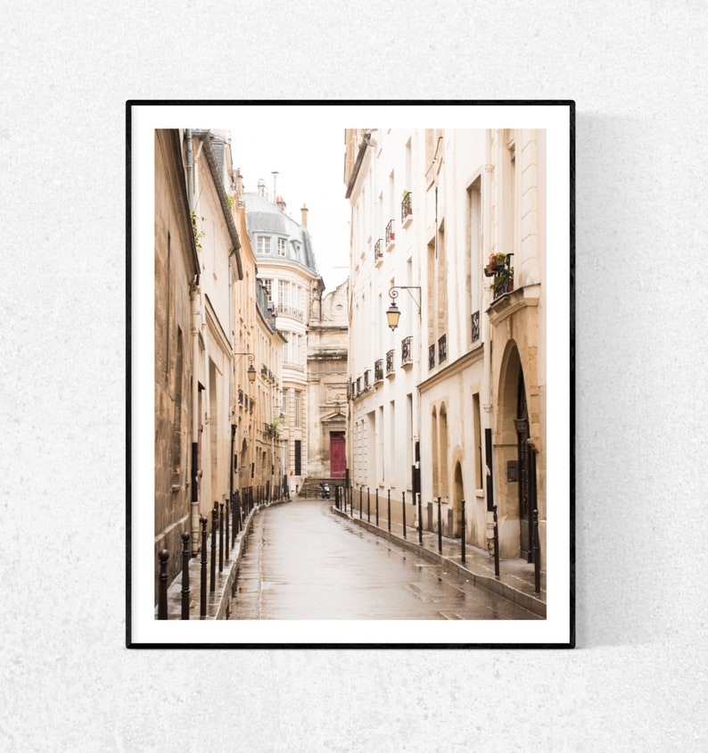 Paris Photography, Quiet Morning in the Marais, St Paul, Rainy Day in Paris, Paris Wall Art, Paris Photography Print image 1