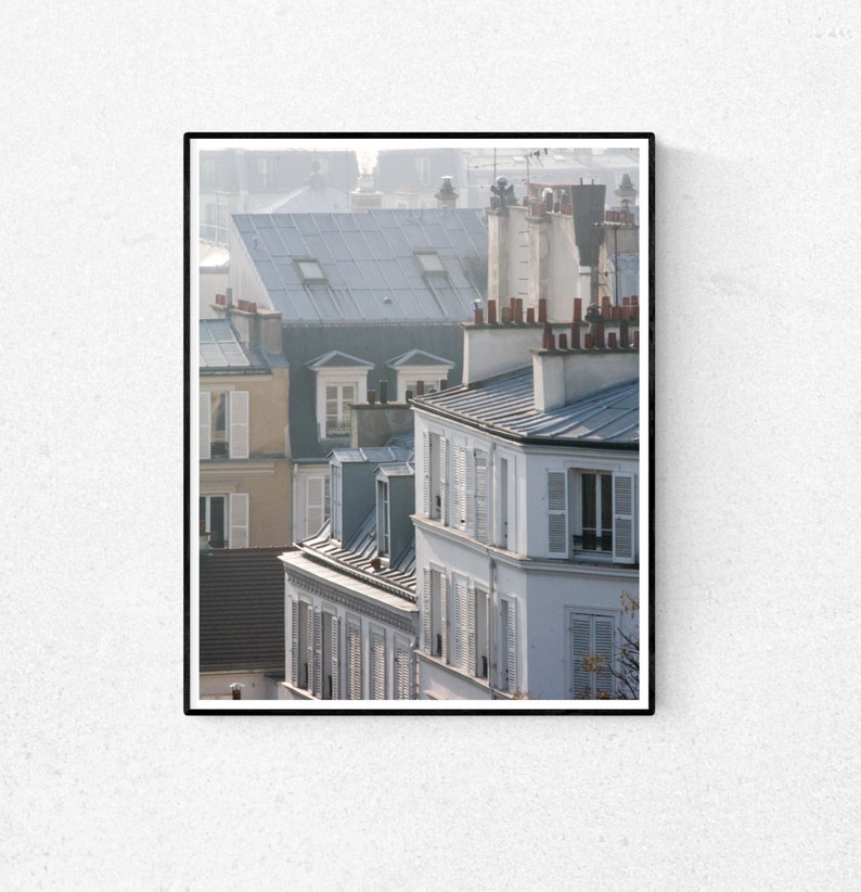 Morning light in Montmartre, soft blue and grey tones Paris, France, Paris Photography, winter in Paris, architecture, Parisian rooftops image 1
