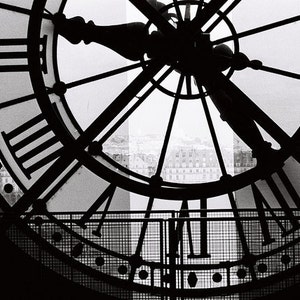Paris Photography, A moment in Paris, black and white photography, Living Room Art, Clock at the Musee D'Orsay, black and white Paris print image 3