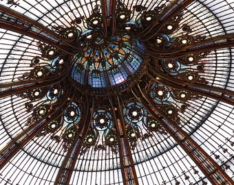 Paris Photography, Galleries Lafayette Stained Glass Ceiling, Paris Landscape Art, Dining Room Art