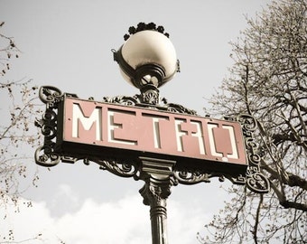 Paris Photography, The Metro Paris, Red Paris Wall Art, French home decor, Classic Paris Decor, Parisian Metro, Classic Paris Photo