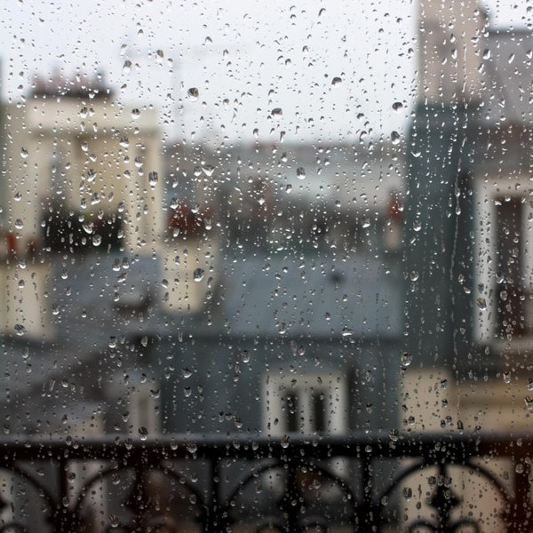 Paris Photography, Paris in the rain, Rainy Day in Paris, Neutral Decor, Grey, Paris Blue, Paris rooftops in the rain, Montmartre rooftops