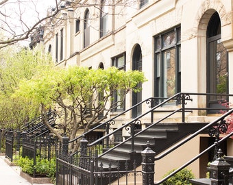 Fotografia de Chicago, Chicago Apartments in the Spring, Chicago Walkup, apartamentos de brownstone, arquitetura de Chicago Lincoln Park, arte de Chicago