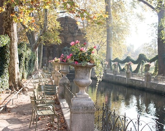 Paris Photography, Fall Moment in Luxembourg Gardens, Fall in Paris, Medici Fountain, Luxembourg Gardens, Autumn Colors, Paris Print