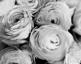 Paris Photography , Black and White Still Life Photography, bathroom art, ranunculus, french decor, paris art, rebecca plotnick