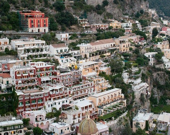 Italy Photography, Positano at Dusk, Amalfi Coast, Italy, Italian home decor, Positano Art, Honeymoon memories, bedroom wall art, dusk