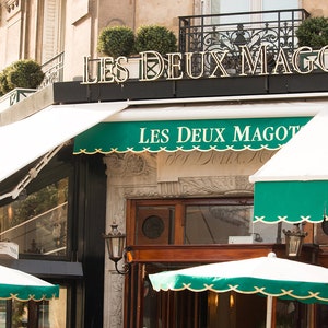 Café Les Deux Magots, St Germain des Près, Paris Photography, Paris cafe in green, Restaurant in Paris, Paris Home Decor, Kitchen Wall Art