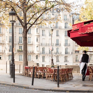 Paris Photography, Sunday Mornings on Ile St Louis, Classic Paris, Parisian Cafe, black and white photography, Paris Art, Paris Cafe Photo