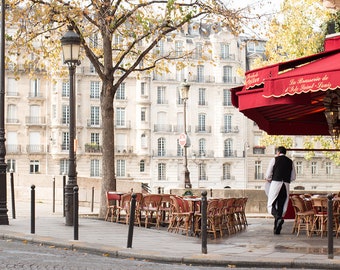 Paris Photography, Sunday Mornings on Ile St Louis, Classic Paris, Parisian Cafe, black and white photography, Paris Art, Paris Cafe Photo