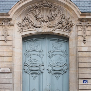 Fotografia di Parigi, Porta blu sulla riva sinistra, Foto di Parigi, Rive gauche di Parigi, Porta a Parigi, Rue de Varenne, Arte murale di Parigi, Robins Egg Blue