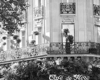 Paris Photography, Cafe de Flore in St Germain Des Pres, Classic Paris Cafe, black and white photography, Paris kitchen art