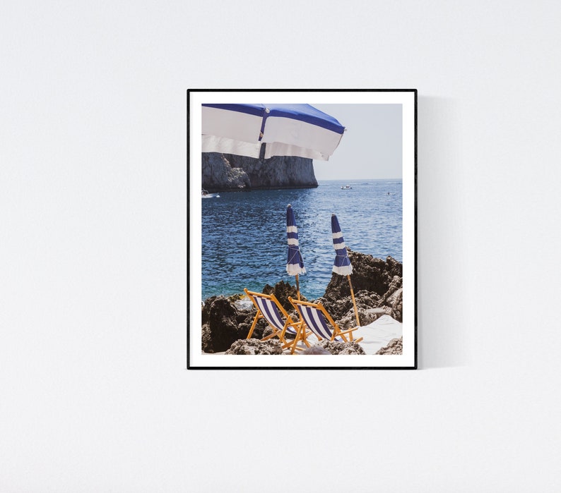 Italy Photography, Umbrellas at Fontelina Beach club in Capri, Italy, beach photograph, Beach Art, bedroom art, beach umbrella image 1