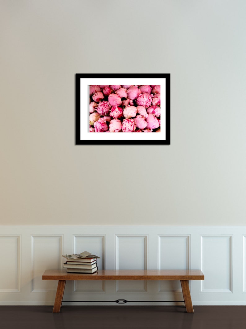 Paris Photography, Fragrant Pink Peonies, French Market in Southern France, Pink Wall Art, French Print, Peony in France, Paris Pink Art image 3