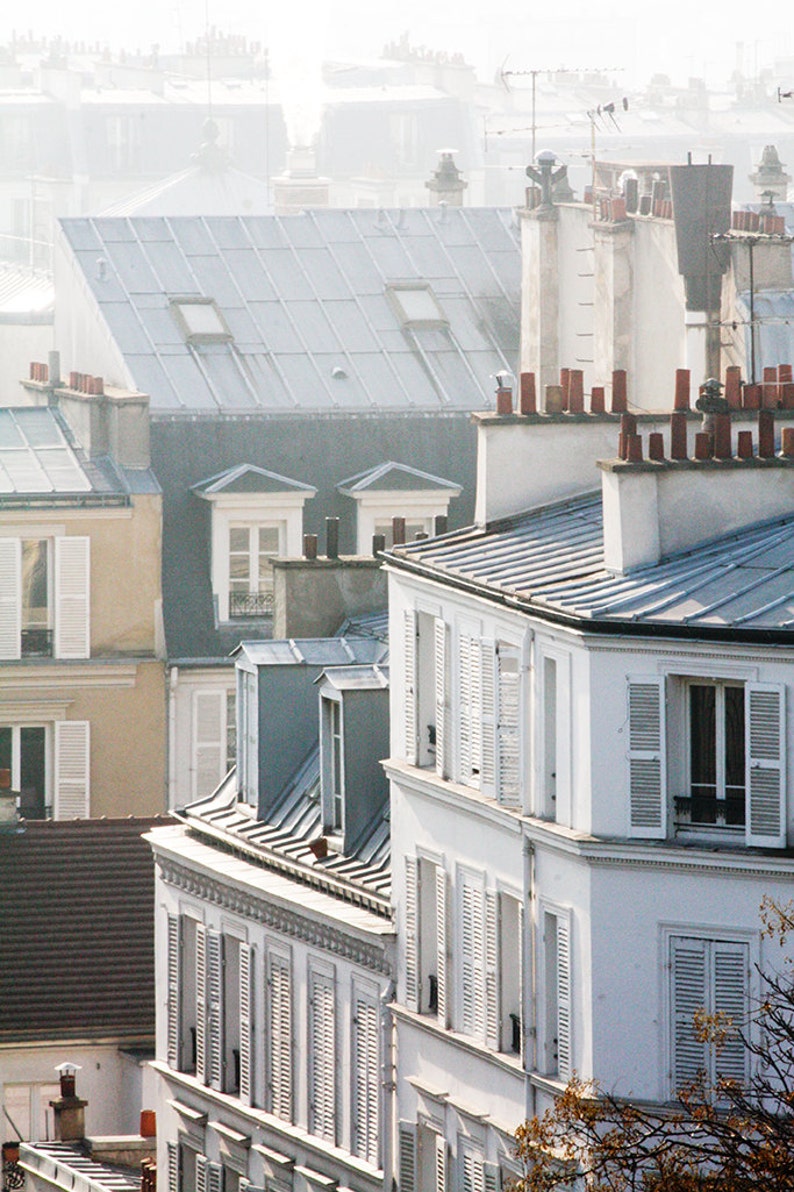 Morning light in Montmartre, soft blue and grey tones Paris, France, Paris Photography, winter in Paris, architecture, Parisian rooftops image 2