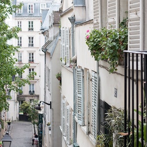 Paris Photography, Spring in Montmartre, blue shutters, Parisian Rooftops, Paris Wall Art, France, French Wall Decor, Opera House image 2