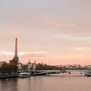 Paris Photography, Sunrise on the Seine in Paris, Eiffel Tower, French Decor, Winter in Paris, Rebecca Plotnick, Paris Gallery Wall Art