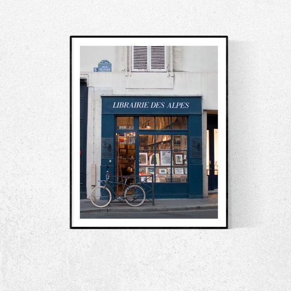 Paris Photography, Bookshop on Rue de Seine, Paris Decor, Book Lovers, Office Decor, Francophile Art, Gallery Wall, Paris Print