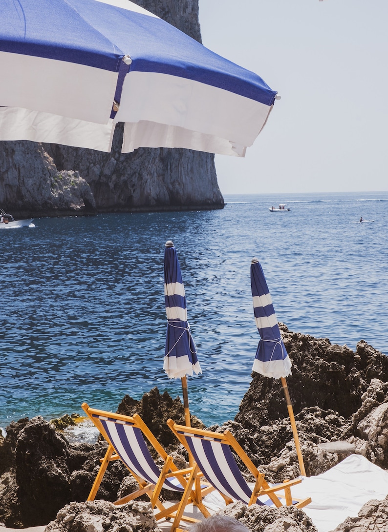 Italy Photography, Umbrellas at Fontelina Beach club in Capri, Italy, beach photograph, Beach Art, bedroom art, beach umbrella image 2