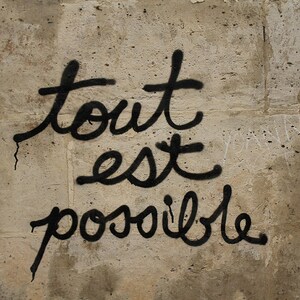 All is possible, Paris Photography,Graffiti, Paris Street Art, neutral home decor, inspirational quote, brown, Graduation Gift, Office Art image 2