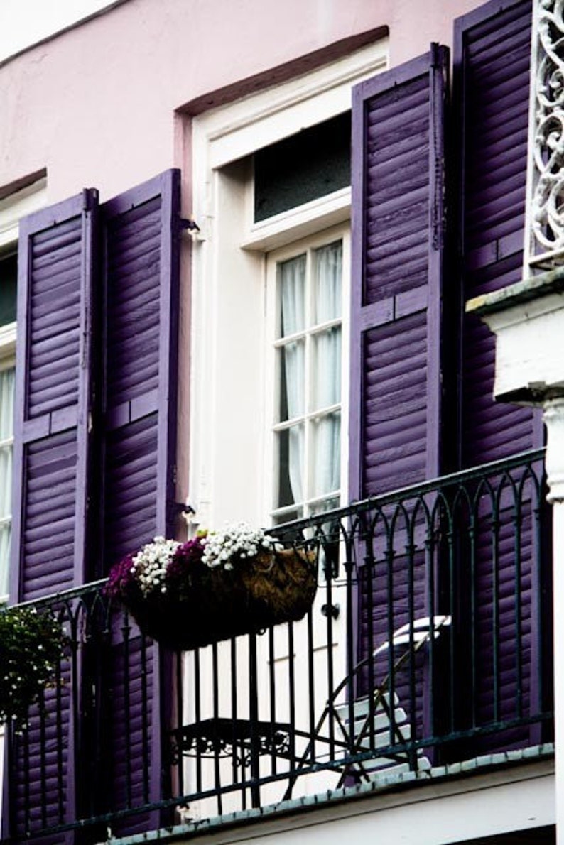 Purple Balcony in the French Quarter, New Orleans Photography, Home Decor, French Wall Art, Eggplant Purple, Spring, Purple, French Quarter image 1