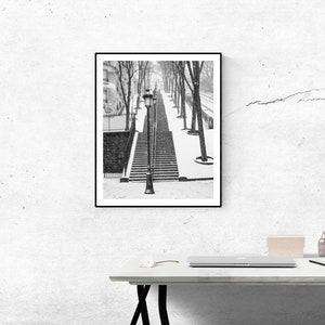 Paris Photography, Snowy morning in Montmartre, winter photography, Paris in the snow, black and white art, Winter in Paris, Francophile image 3