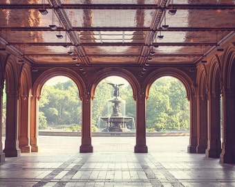 Early Morning in Central Park, Bethesda Arches in Central Park, New York City Photography, New York City, Gold, Light, Bethesda Fountain