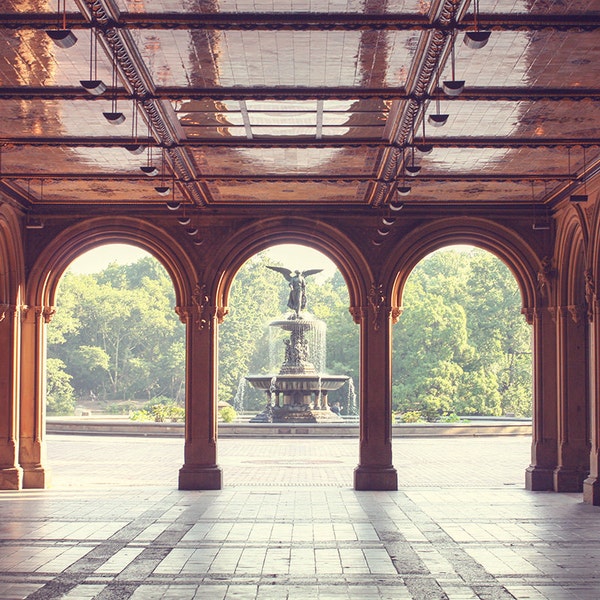 Early Morning in Central Park, Bethesda Arches in Central Park, New York City Photography, New York City, Gold, Light, Bethesda Fountain