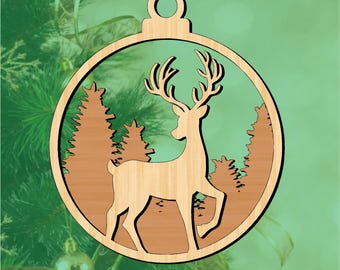 laser cut file svg, ornament svg, christmas ornament svg, deer svg, deer svg ornament, reindeer ornament