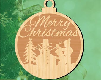 laser cut file svg, ornament svg, christmas ornament svg, snowman svg, snowman ornament svg, merry christmas ornament svg,