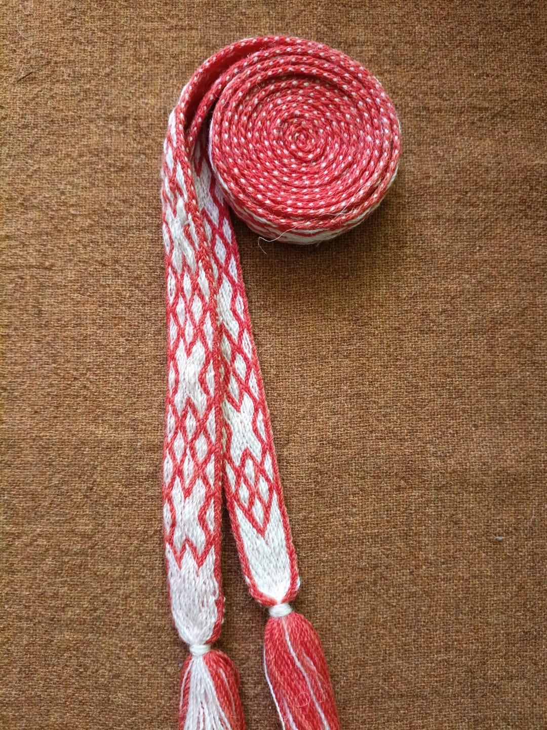 Oseberg Roses Pattern 100% Wool Selvedge – Oseberg Pattern, Hand-woven, Historical Belt, 200 ...