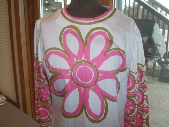 Vera Neumann Vintage Size 10 Dress Pink and White… - image 3