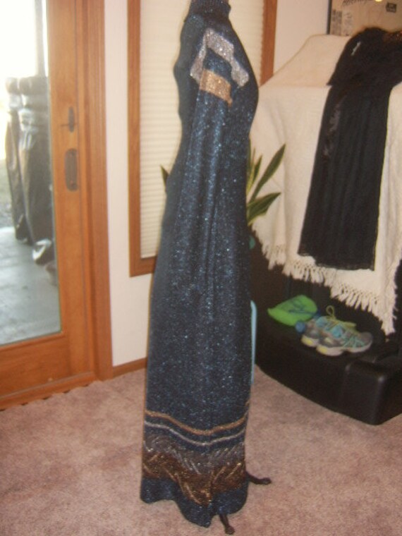 Vintage 1970s Wenjilli Maxi Dress - Metallic Thre… - image 5