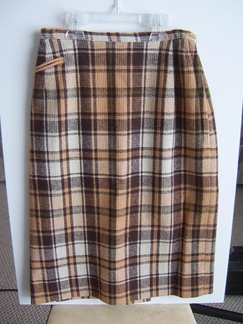 Vintage Plaid Wool Pencil Skirt Bobbie Brooks Label | Etsy