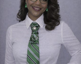 Glam Green Retro Vintage  inspired charm necktie(necklace not included)