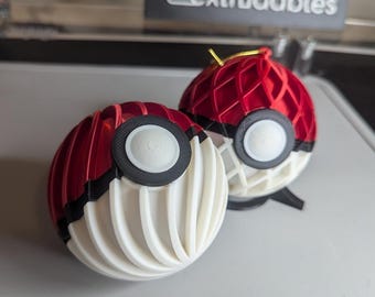 Pokemon Inspired Christmas Ornament | Christmas Decorations | Quirky Holiday Decor | Geeky Pokeball Bauble