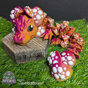 Baby Articulated Mushroom Dragon | 3D Printed | Fantasy Dragons