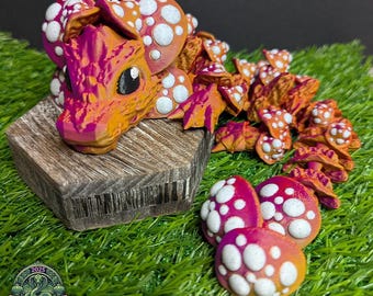 Baby Articulated Mushroom Dragon | 3D Printed | Fantasy Dragons