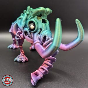 Skeleton Mammoth Articulating Toy | Flexi-Factory Toy for Kids | Dinosaur Desk Toy | Hand Painted | Sensory Toy